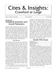 Cites & Insights: Crawford at Large Volume 2, Number 9: JulyISSN