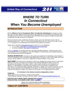 United Way of Connecticut  WHERE TO TURN In Connecticut When You Become Unemployed