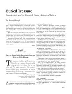 Buried Treasure  Sacred Music and the Twentieth Century Liturgical Reform by Susan Benofy