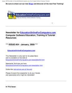 January 2009 Newsletter for EducationOnlineforComputers.com: Free Computer Software Training & Tutorials