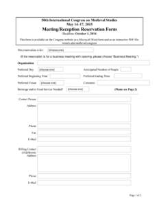 Meeting/Reception Reservation Form