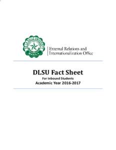 DLSU Fact Sheet For Inbound Students Academic Year  CONTACT INFORMATION
