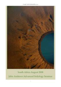 E-mail: [removed]  South Africa August 2008 John Andrews Advanced Iridology Seminar 1