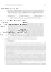 Genome Informatics 15(1): 93–Clustering of Database Sequences for Fast Homology Search Using Upper Bounds on Alignment Score