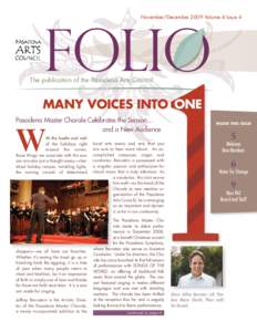 November/December 2009 Volume 4 Issue 4  Folio The publication of the Pasadena Arts Council