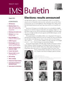 Volume 41 • Issue 5  IMS  Bulletin August 2012