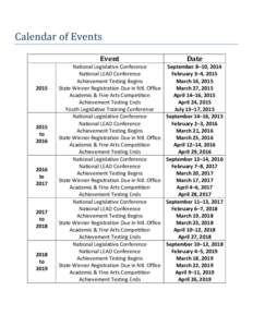 Calendar of Eventsto