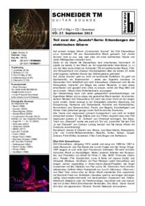 SCHNEIDER TM G U I T A R S O U N D S  CD / LP (180g) + CD / Download