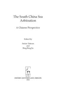 The South China Sea Arbitration A Chinese Perspective Edited by Stefan Talmon