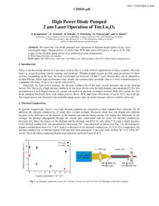 CMDD1 - High Power Diode Pumped 2 Âµm Laser Operation of Tm:Lu2O3