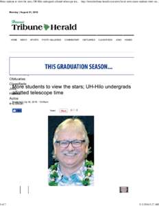 More students to view the stars; UH-Hilo undergrads allotted telescope time | Hawaii Tribune-Herald
