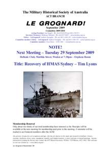 The Military Historical Society of Australia ACT BRANCH LE GR OGN ARD!