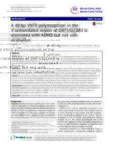 A 40-bp VNTR polymorphism in the 3′-untranslated region of DAT1/SLC6A3 is associated with ADHD but not with alcoholism