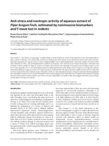 Environmental and Experimental Biology: 25–31	  Original Paper Anti-stress and nootropic activity of aqueous extract of Piper longum fruit, estimated by noninvasive biomarkers