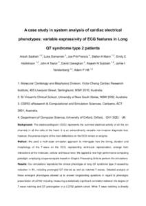 A case study in system analysis of cardiac electrical phenotypes: variable expressivity of ECG features in Long QT syndrome type 2 patients Arash Sadrieh 1,2, Luke Domanski 3, Joe Pitt-Francis 4, Stefan A Mann 1,2, Emily