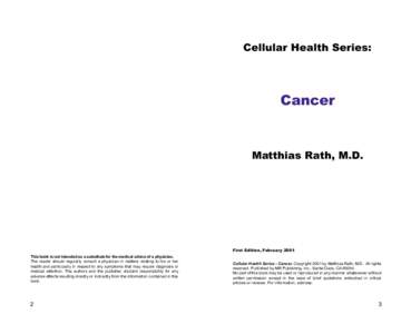 Cellular Health Series:  Cancer Matthias Rath, M.D.