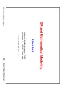   B5.1 - Quantitative Modeling/ 1 Istituto di Analisi Numerica - CNR via Ferrata 1, I – 27100 Pavia, Italy