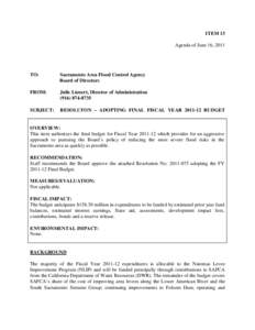 ITEM 13 Agenda of June 16, 2011 TO:  Sacramento Area Flood Control Agency