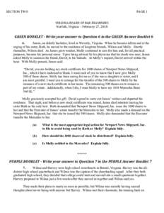 SECTION TWO  PAGE 1 VIRGINIA	BOARD	OF	BAR	EXAMINERS	 Norfolk,	Virginia	–	February	27,	2018