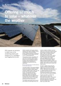 CORPORATE FOCUS  Offering so much to solar – whatever the weather