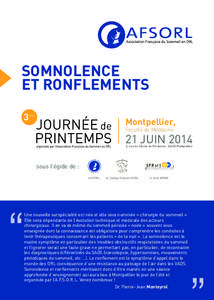 SOMNOLENCE ET RONFLEMENTS Montpellier, Faculté de Médecine  21 JUIN 2014