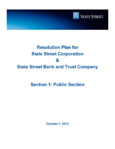 Resolution Plan for State Street Corporation & State Street Bank and Trust Company
