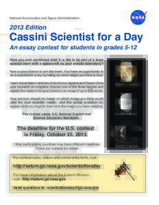 National Aeronautics and Space Administration[removed]Edition Cassini Scientist for a Day