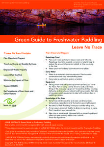 LNT Green guide: Freshwater paddling  Leave No Trace Australia Pty Ltd 89 Wood St, Swanbourne, Australia 6010 www.lnt.org.au