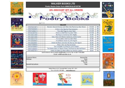 WALKER BOOKS LTD Poetry Books Order Form MIMICWALKPOET08 20% DISCOUNT OFF ALL ORDERS expires 1 March 2009