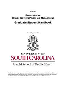 [removed]DEPARTMENT OF HEALTH SERVICES POLICY AND MANAGEMENT  Graduate Student Handbook