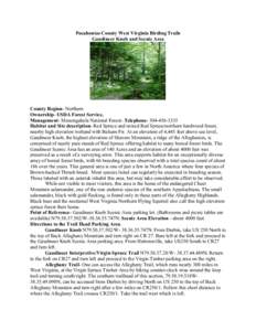 Pocahontas County West Virginia Birding Trails Gaudineer Knob and Scenic Area County Region- Northern Ownership- USDA Forest Service, Management- Monongahela National Forest- Telephone[removed]