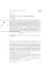 Hungarian Historical Review 1, no. 3–): 337–352  Tibor Frank Approaches to Interwar Hungarian Migrations, 1919–1945