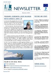 ICE-ARC NEWS  NEWSLETTER SummerPROGRAMME COORDINATO R: JEREMY WILKINSON