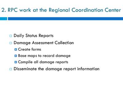 Lessons Learned from Irene - RPC Involvement in the Recovery of Vermont’s Transportation Network