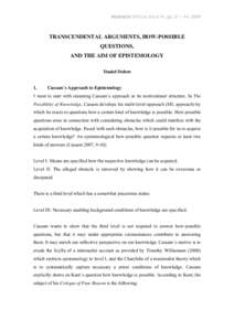Abstracta SPECIAL ISSUE IV, pp. 21 – 44, 2009  TRANSCENDENTAL ARGUMENTS, HOW-POSSIBLE QUESTIONS, AND THE AIM OF EPISTEMOLOGY Daniel Dohrn