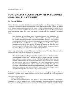 Occasional Papers, no. 2.  FORTUNATUS AUGUSTINE DAVIS SCUDAMORE
