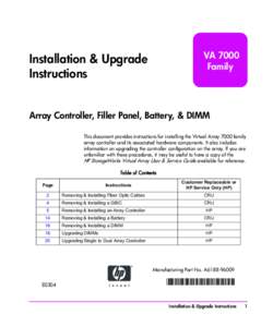 VA 7000 Family Installation Instructions for Controller, Battery, and DIMMs