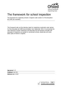 Education in the United Kingdom / Education in England / England / United Kingdom / Department for Education / Government of England / Ofsted / Education Act / Inspection / Special measures / Hurlingham and Chelsea Secondary School / Estyn
