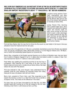Horse racing / Eclipse Award winners / Thoroughbred racehorses / Blue Norther Stakes / Santa Anita Park / Team Valor International / Farda Amiga / Lovely Maria