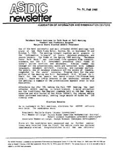 mm newslever No. 51, FaU[removed]ASSOCIATION OF INFORMATION AND OlSSEMlNATlON CENTERS.