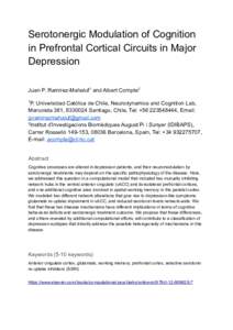 Serotonergic Modulation of Cognition in Prefrontal Cortical Circuits in Major Depression Juan P. Ramirez-Mahaluf1 and Albert Compte2 1