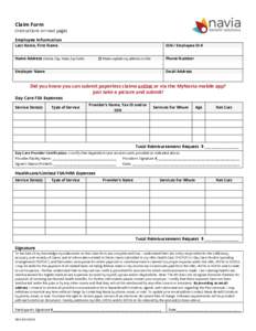 Claim Form (Instructions on next page) Employee Information Last Name, First Name  SSN / Employee ID #