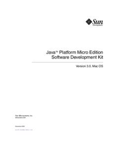 Java Platform Micro Edition Software Development Kit TM Version 3.0, Mac OS
