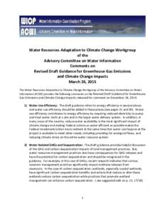Water Resources Adaptation to Climate Change Workgroup of the Advisory Committee on Water Information Comments on Revised Draft Guidance for Greenhouse Gas Emissions and Climate Change Impacts
