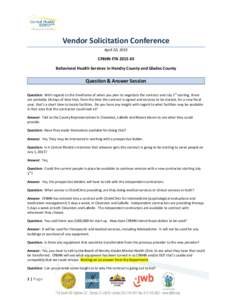 Vendor Solicitation Conference April 20, 2015 CFBHN ITN 2015 #3 Behavioral Health Services in Hendry County and Glades County