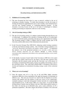 [removed]THE UNIVERSITY OF HONG KONG ELearning Strategy and Implementation at HKU  1.
