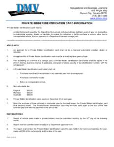 OBL257 Private Bidder Identification Card Information