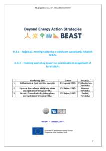IEE project Contract N°: IEESI2D.3.3 – Izvještaj s trening radionice o održivom upravljanju lokalnih SEAPa D.3.3 – Training workshop report on sustainable management of local SEAPs