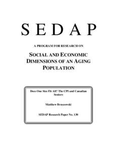 SEDAP A PROGRAM FOR RESEARCH ON SOCIAL AND ECONOMIC DIMENSIONS OF AN AGING POPULATION
