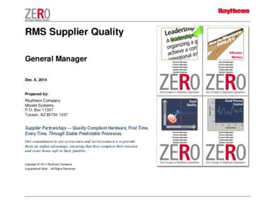 RMS Supplier Quality General Manager Dec. 8, 2014 Prepared by: